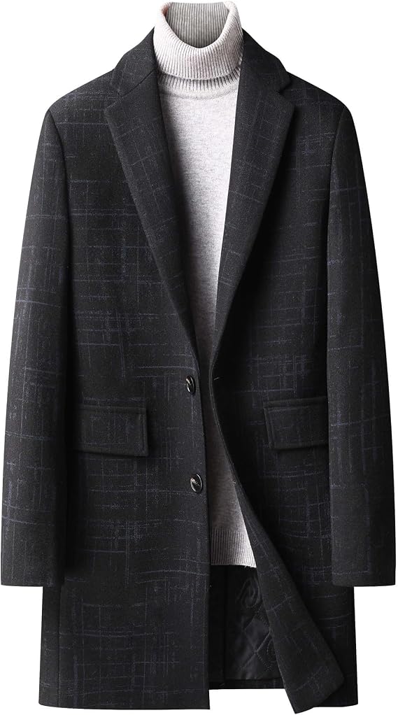 Men's Trench Coats Wool-Blend Peacoats Slim Fit Blazer Jackets Elegant Suits Winter Fall Coat