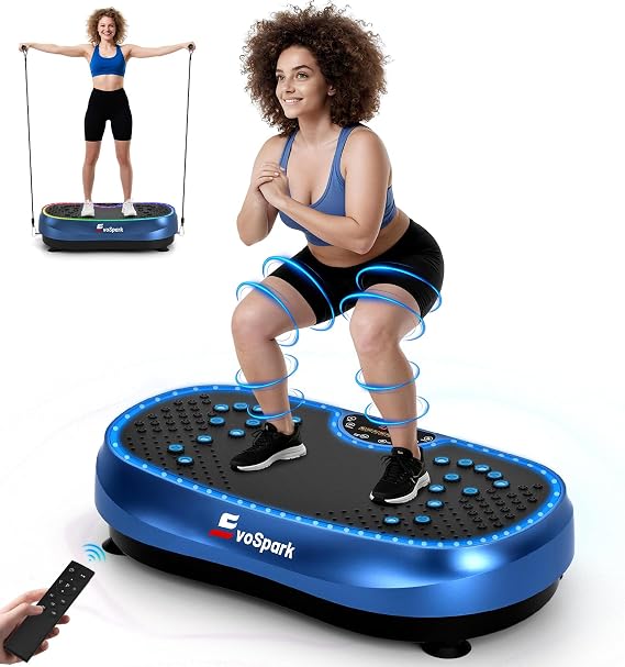 Vibration Plate, EvoSpark 2026 Plus Vibration Plate Exercise Machine with Larger Silicone Pad, Dual Motors, 199 Levels, 7 Modes, 226kg Capacity Vibrating Plate for Lymphatic Drainage & Weight Loss