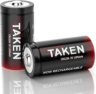 Taken 123 Batteries Lithium, CR123A 3V Lithium Battery Compatible for Streamlight Surefire Flashlight, 2 Count Pack High Power Non Rechargeable Batteries 10-Year Shelf Life
