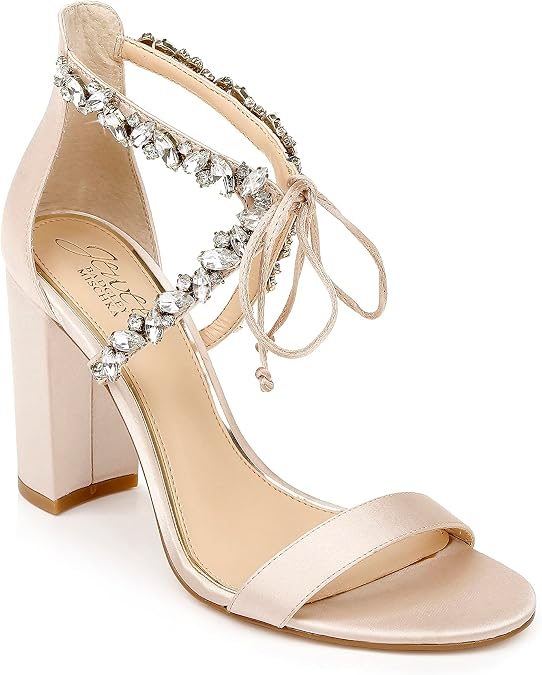 Jewel Badgley Mischka Thamar Crystal Strappy Block Heel