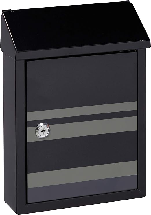 ARREGUI Smart Graphic E5724-STR Steel Exterior Mailbox Size S (DIN A5) | with Decorative Screen Printing Lines | Small Wall Mailbox | Mailbox with Back Mouth Letter Collection | Black