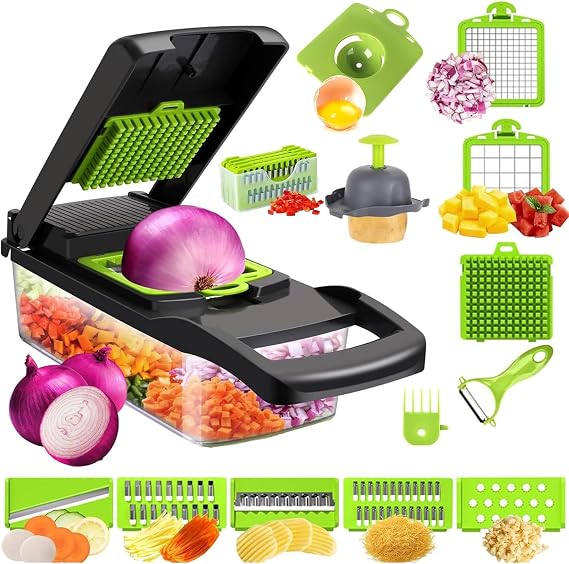 16 in 1 Vegetable Chopper Box Onion Chopper Salad Chopper Food Dicer Mandoline Vegetable Slicer Mandolin Slicer Onion Cutter, Multifunctional with Adjustable Cutter, Kitchen Tools & Gadgets
