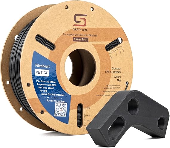 Siraya Tech Fibreheart PET-CF 3D Printer Filament, High Strength, Black