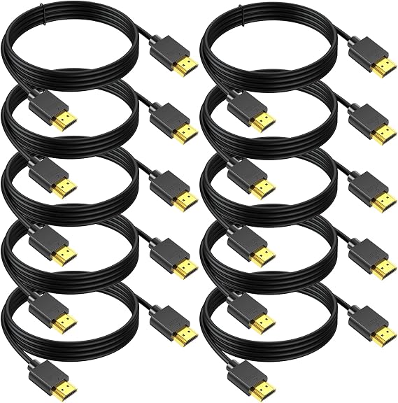 4K HDMIケーブル 10フィート 10本パック バルクHDMI 2.0 コンピューターモニター TVケーブル 10フィート オス-4K@60Hz、2k@165/144Hz、HDCP 2.2、HDR、ARC & CL3定格 | ノートパソコン、モニター、プロジェクター、TV PS5、PS4、Xbox、サウンドバー用