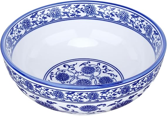 Cabilock Blue and White Porcelain Bowl Chinese Style Soup Bowl for Ramen Noodles Rice Salads and Fruit 7.87 in 1 piece for Home Restaurant and Buffet Use