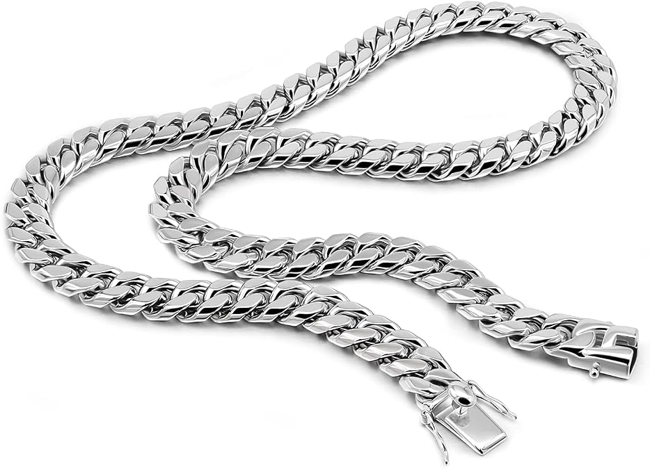 Dankadi Fashion 925 Sterling Silver Solid Miami Cuban Link Chain Necklace 8MM &12MM- Curb Cuban Thick Big Link Choker For Men 20 "22" 24 "26" 28" Fine Jewelry (20 inch, 12MM)