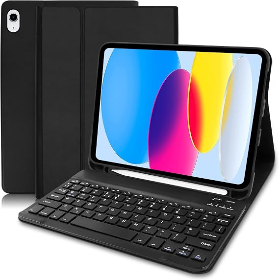 Keyboard Case for iPad 10th Generation 2022/iPad A16 11th Genration 2025 (10.9/11 inch), Case with UK Layout Keyboard for 11 Inch, Slim Case With Detachable Bluetooth Keyboard for iPad 10Gen, Black