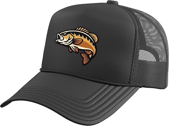 Smallmouth Bass Fish Outdoorsman Angler Trucker Hat with Adjustable Mesh Back