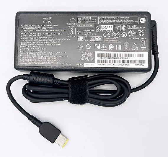 20V 6.7A 135W Slim Tip AC Adapter for Lenovo IdeaPad Y40-70 Y50-70 Y70-70, ThinkPad T440P T450P T460P T530 T540 T560 W510 ADL135NDC3A Power Cord