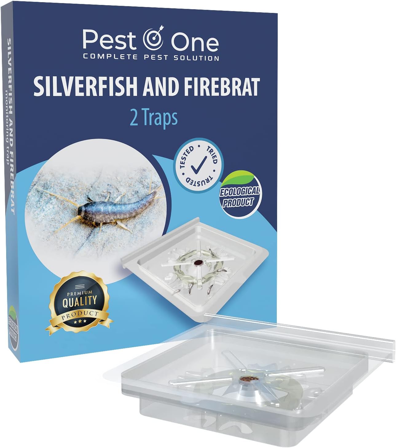 Silverfish and Firebrat Trap Pre-Baited Monitoring Trap for Silverfish and Firebrats Highly Effective Permanent Catch Trap Silverfish Killer Non-Toxic and Easy-to-Use Highly Effective 2-Traps