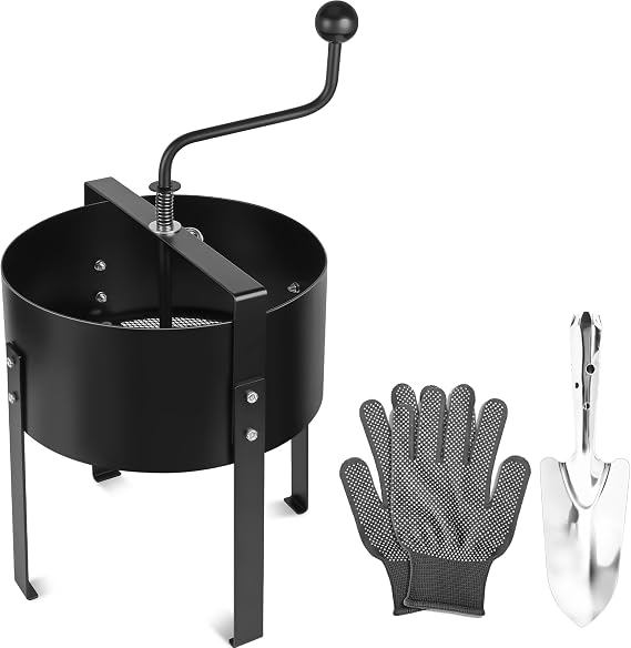 Rotary Soil Sifter Rolling Sifter Sieve, Sifts Soil, Sand, Rocks & Mulch, Includes Shovel & Gloves