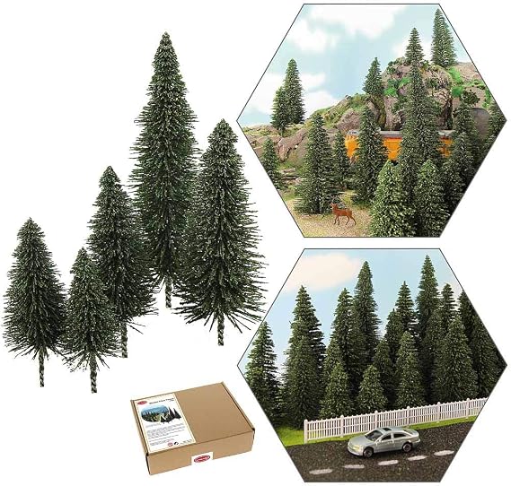 S0804 40pcs Dark Green Pine Model Cedar Trees 2.05-4.96 inch (52-126 mm) for Model Railroad Scenery Landscape Layout HO OO Scale New