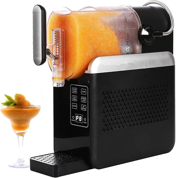 Slushie Machine No Ice Needed, 1.8L Electric Slushy Maker with 6 Presets, DIY Mode, LED Display & Auto Clean, Fast Frozen Drinks in 5-10 Mins for Home Black