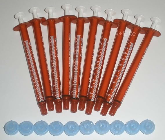 BAXA ExactaMed Oral Liquid Medication Syringe 1cc/1mL 10/PK Amber Medicine Dose Dispenser with Cap Exacta-Med Baxter Comar Latex Free