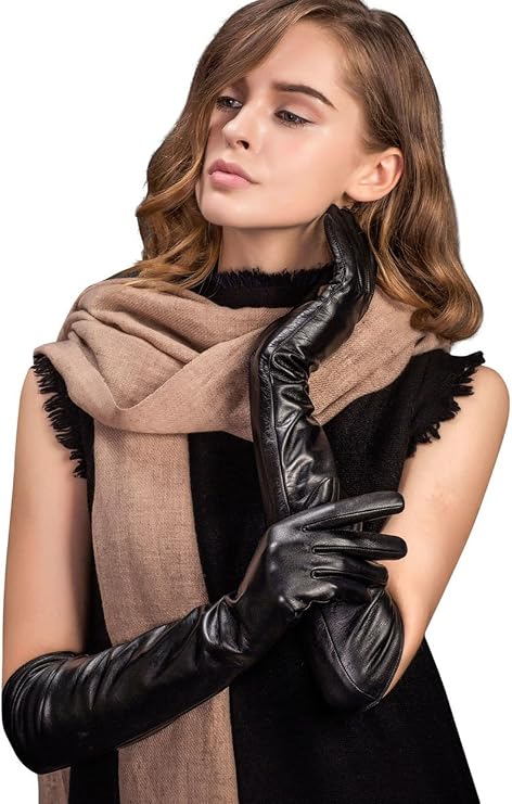 YISEVEN Womens Long Leather Gloves Opera Length