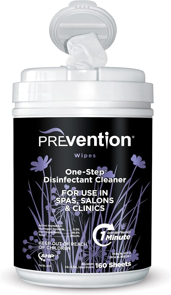 Prevention All Purpose Disinfectant Wipes Canister of Cleaning Wipes for Salons, Spas, Wellness Centers and Yoga Studios Hospital Grade Surface Sanitizing 160 Count