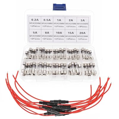108PCS 5x20MM Inline Fuse Holder Screw Type with 16182022 AWG Wire26CM and Fast-Blow Glass Fuses Assorted KitContain 0.2A 0.5A 1A 2A 3A 5A 8A 10A 15A 20A,0V-250V Universal Inline Fuse