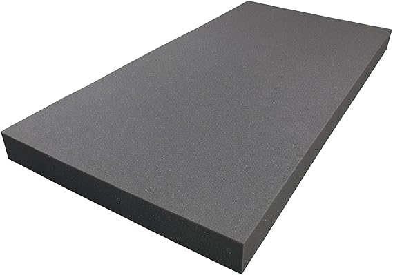 Foamma 2" x 24" x 72" Charcoal High Density Upholstery Foam Padding for Cushions and Seat Repair, Charcoal, Thick Custom Pillow, Chair, Couch Cushion Replacement Foam, and Craft Upholstery Supplies