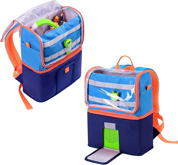 Blue Backpack for Toniebox 1 & 2, Figures, Charger and Headphones