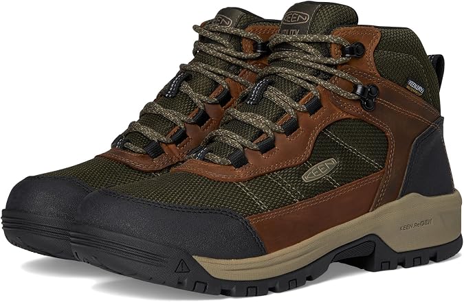 KEEN Utility Men's Skokie Hiker Style Mid Height Soft Toe 90 Degree Waterproof Work Boot