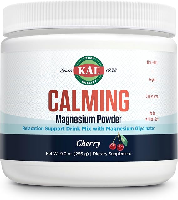 KAL Calming Magnesium Glycinate Powder, Cherry, 9 oz