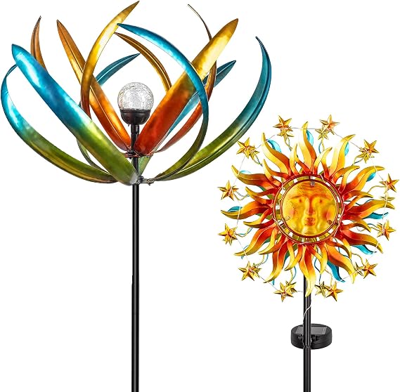Solar Wind Spinners for Yard and Garden-Metal Wind Sculptures Outdoor Clearance Kinetic Windmills