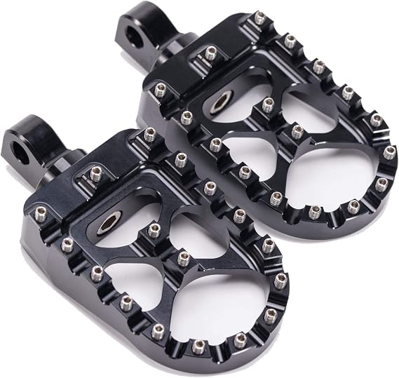Hopider CNC Wide Foot Pegs 360 Roating MX Chopper Bobber Style | Compatible with harley Dyna Sportster Fatboy Iron 883,Black