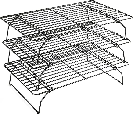 Antenat 3-Tier Stackable Cooling Rack 15.8"x10" Heavy Duty with Legs,Collapsible & Stackable For batch cooling cookies,Cake, Pizza, Bread, Sourdough, Oven & Dishwasher Safe