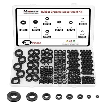 200 Pcs Rubber Grommets Kit 8 Sizes Firewall Rubber Hole Plugs Assortment, Rubber Grommets for Wiring, Automotive, Electrical, Home DIY (1/4", 5/16", 3/8", 7/16", 1/2", 5/8", 7/8", 1")