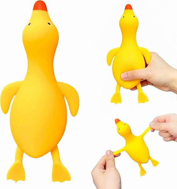 Yellow Duck Mochi Fidget Figures, Kawaii Animal Mochi Ball Figurines