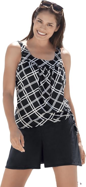 Scoop-Neck Blouson Tummy Control Two-Piece Swim Set