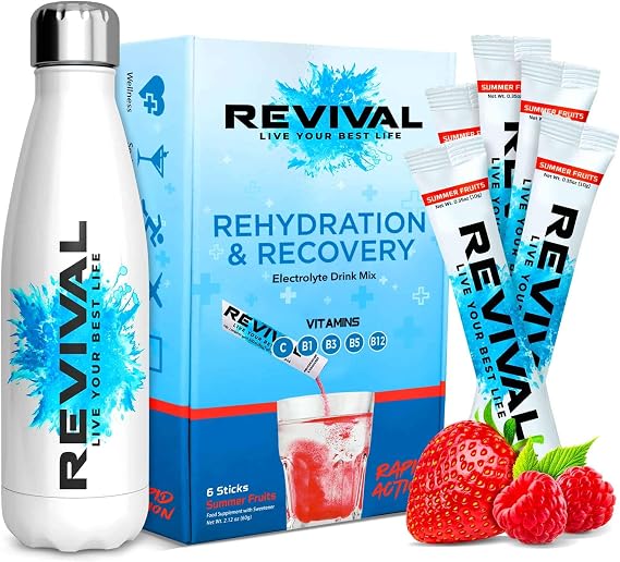 Revival Rapid Rehydration Starter Pack | Electrolytes Sachets & Bottle