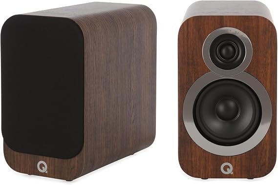 Q Acoustics 3010i Compact Bookshelf Speakers Pair English Walnut - Featuring 2-way Reflex Enclosure Type, 100mm (4") Bass Driver, and 22mm (0.9") Tweeter - Stereo Hifi/Passive Speakers