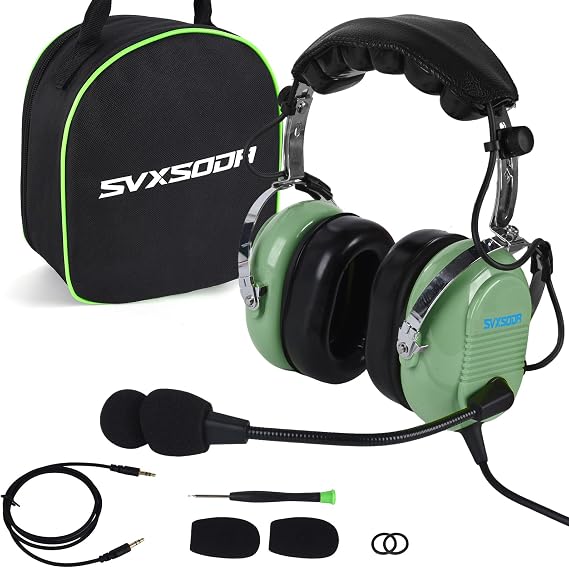 Aviation Headset for Pilots, Student Flight Schools Instructors, Headphone Twin Plugs, 24 db PNR Mono and Stereo Compatibility, Passive Noise Reduction, Noise Canceling Microphone Twin Plugs