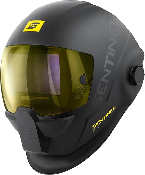 ESAB SentinelTM A60 Welding Helmet, Black Low-Profile Design, High Impact Resistance Nylon, Large Viewing Area 4.65 in x 2.80 in