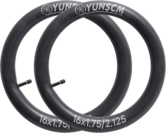 YUNSCM 16" Bike Tubes 16x1.75/2.125(44/52-305) Premium Butyl Bicycle Tubes | 16 Bicycle Inner Tubes Compatible with 16 x 1.75 16x1.90 16 x 1.95 16x2.0 16 x 2.10 16 x 2.125 Bike Tire Tubes Schrader Valve