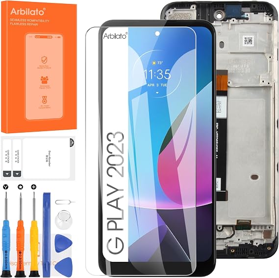 Screen for Motorola Moto G Play 2023 Screen Replacement for Moto XT2271 LCD Screen XT2271-5,XT2271DL Touch Display Digitizer Assembly Repair Parts(Black with Frame)
