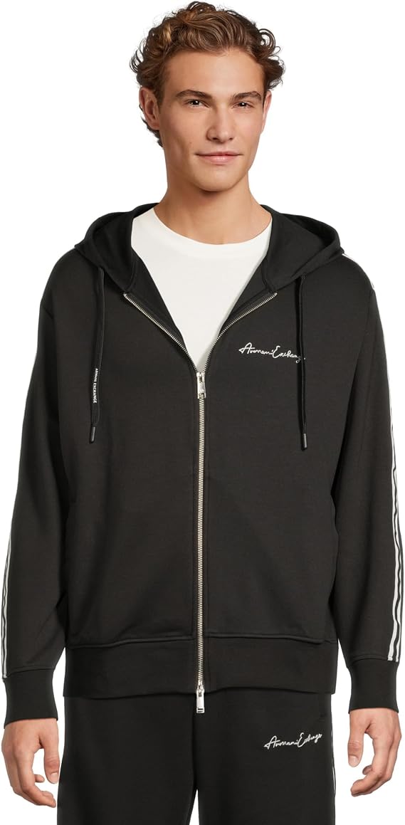 Armani Exchange Signature Logo Zip Up Sweatshirt