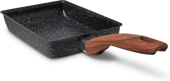 Japanese Omelette Pan, Tamagoyaki Egg Pan with Heat-Resistant & Cook-Safe Handle, Nonstick Frying Pan, Mini Omelet Pan, Curved Edge, Scratch-Proof Bottom, Cooktop Safe, 5 x 7 inches