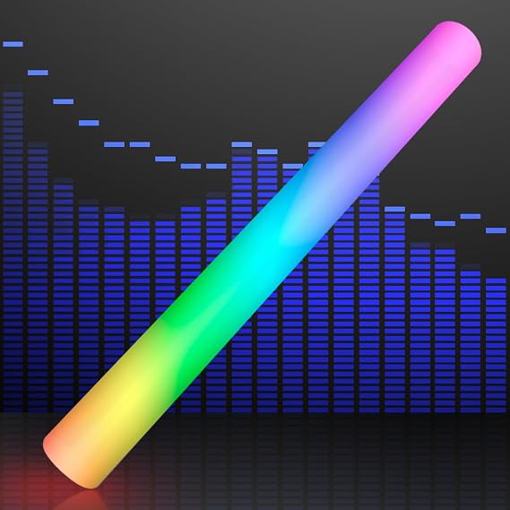 Multicolor Sound Activated LED Foam Cheer Stick Light Wand (Set of 12)
