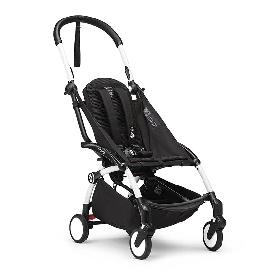 Stokke YOYO3 Frame, White - Textile Set Not Included -  with 5-Point Harness, Multi-Position Reclining Backrest, Canopy Extensions, Padded Shoulder Strap & Protective Storage Bag