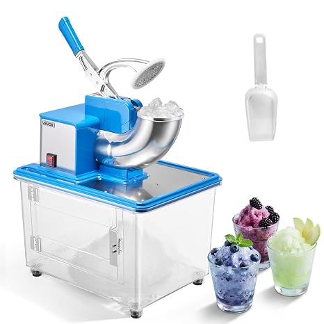 VEVOR 110V Commercial Ice Crusher 661LBS/H, ETL Approved 300W Electric Snow Cone Machine with Dual Blades, Stainless Steel Shaved Ice Machine with Safety On/Off Switch for Family, Restaurants, Bars