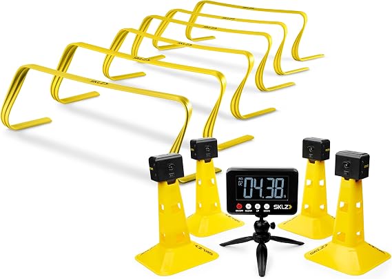 SKLZ 6X Ultra Durable Agility Hurdles - for Athletes of All Skill Levels,6pk of 6-in Tall Hurdles,Bright Yellow Color,Made of Durable, Composite Materials,Easy to Set up & Transport, w/Carry Bag