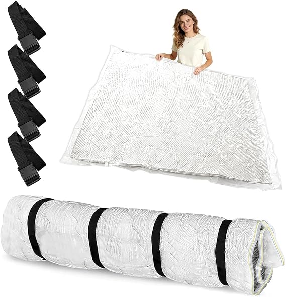 Mattress Vacuum Bag for Double & King Size up to 200x250cm – Vacuum Storage Bag for for Foam, Gel & Latex, Heavy Duty Waterproof Mattress Bags for Moving & Storage with Straps