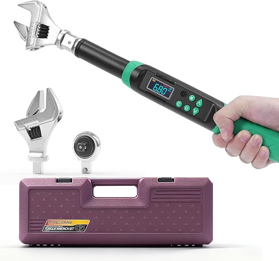 Digital Torque Wrench with Interchangeable Heads, 6.8-135N.m Torque Spanner