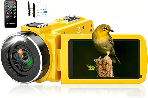 2.7K 48MP 30 FPS Camcorder Video Camera Digital Camera 16X Digital Zoom 3.0'' Flip Screen YouTube Vlogging Camera with Remote Control and 2 Batteries