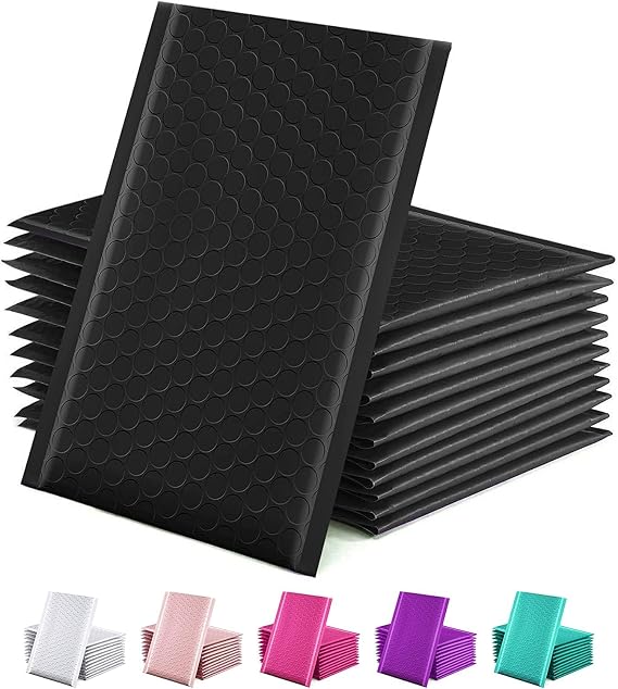 GSSSUSA Black Bubble Mailers 6x10 Inch 25 Pack Padded Envelopes Shipping