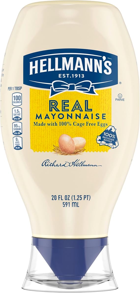 Hellmann's Real Mayonnaise 20 oz, Mayo Squeeze, Sandwich Spread, 6PK