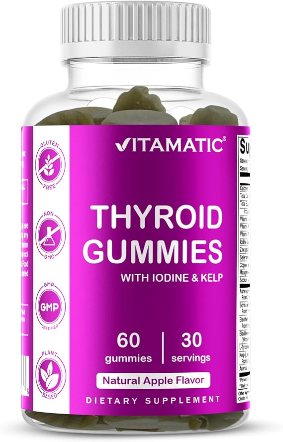 Thyroid Gummies with Iodine & Kelp, Apple, 60 Gummies, Vitamatic