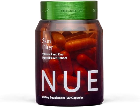 The Nue Co. Skin Filter Supplement - Brightens, Smooths & Evens Skin Tone - Calms Blemishes & Supports Collagen - with Beta Carotene, Vitamin C & Zinc - Vegan & Gluten Free | 30 Capsules